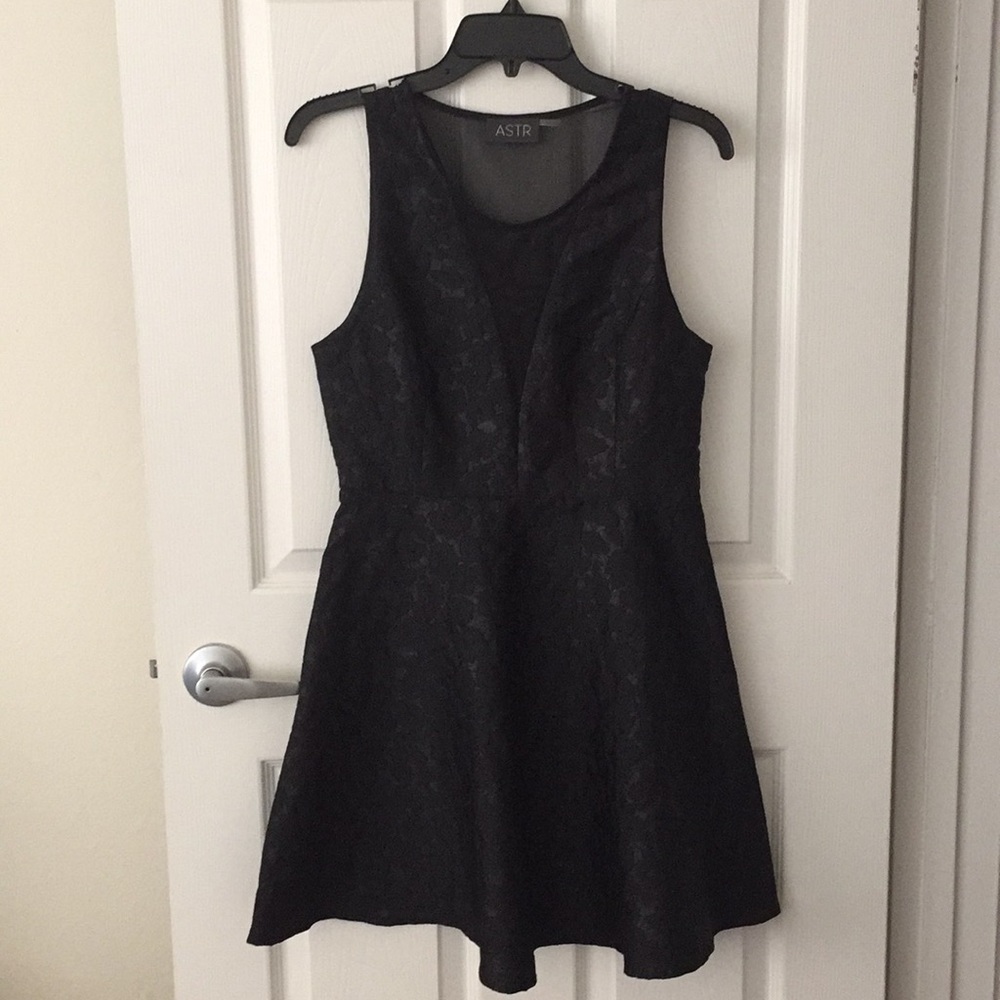 ASTR Lace & Mesh Little Black Dress